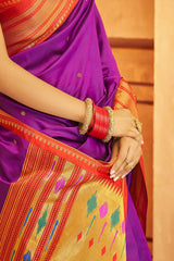 Magenta Silk Woven Saree