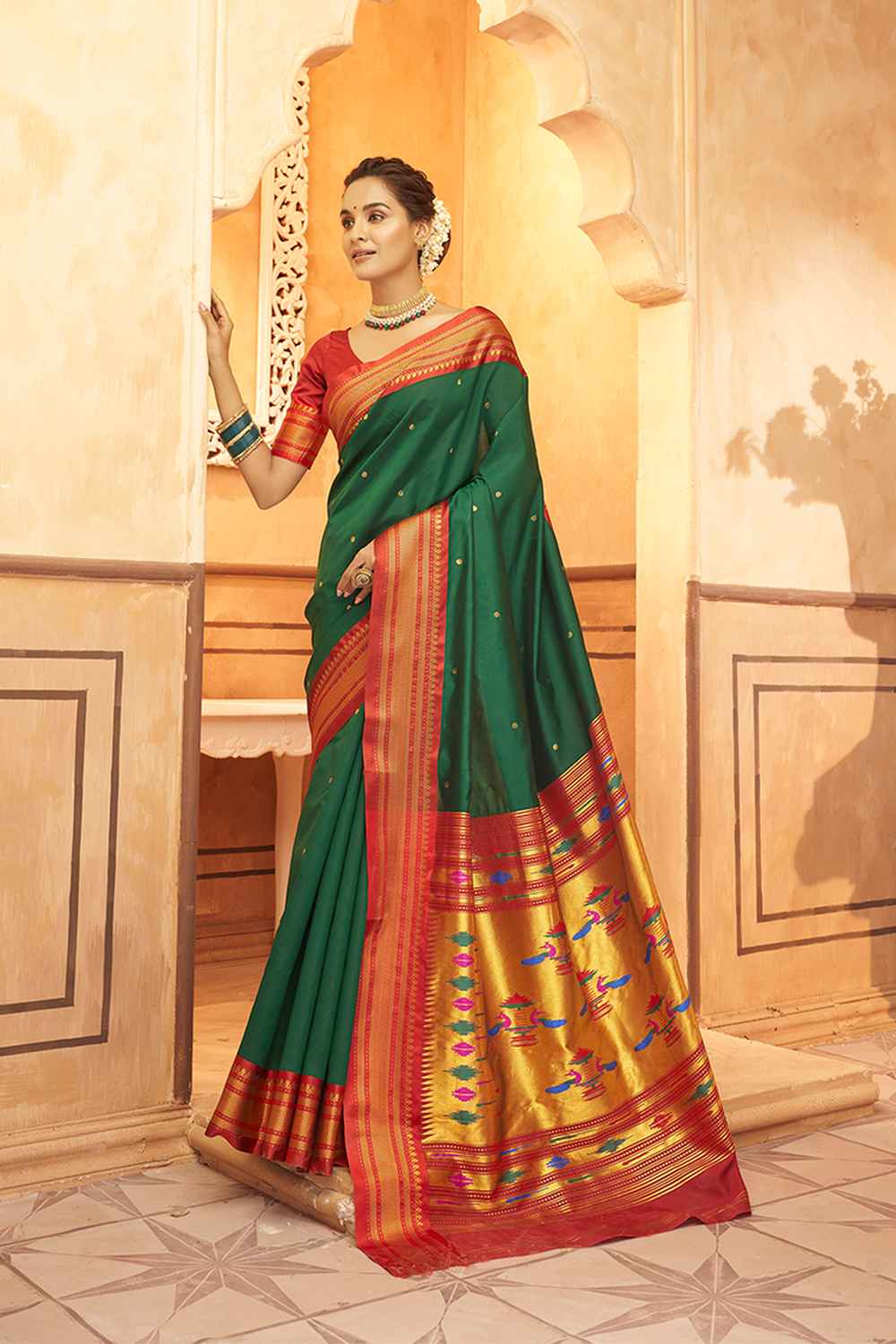 Green Silk Woven Saree