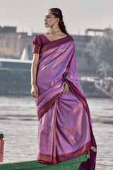 Violet Silk Woven Saree