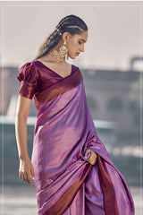 Violet Silk Woven Saree