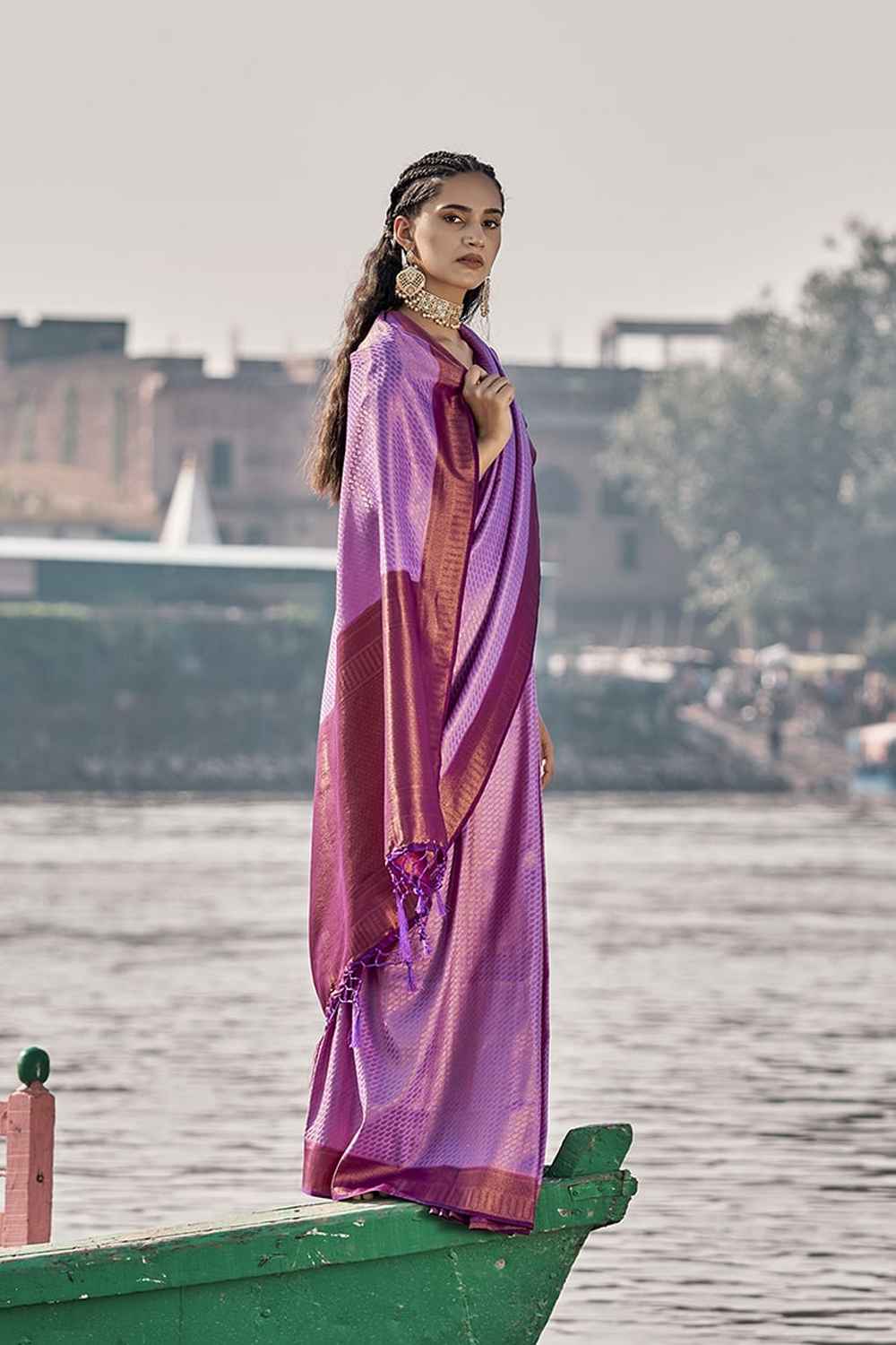 Violet Silk Woven Saree