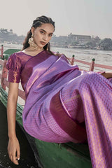 Violet Silk Woven Saree