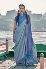 Blue Silk Woven Saree