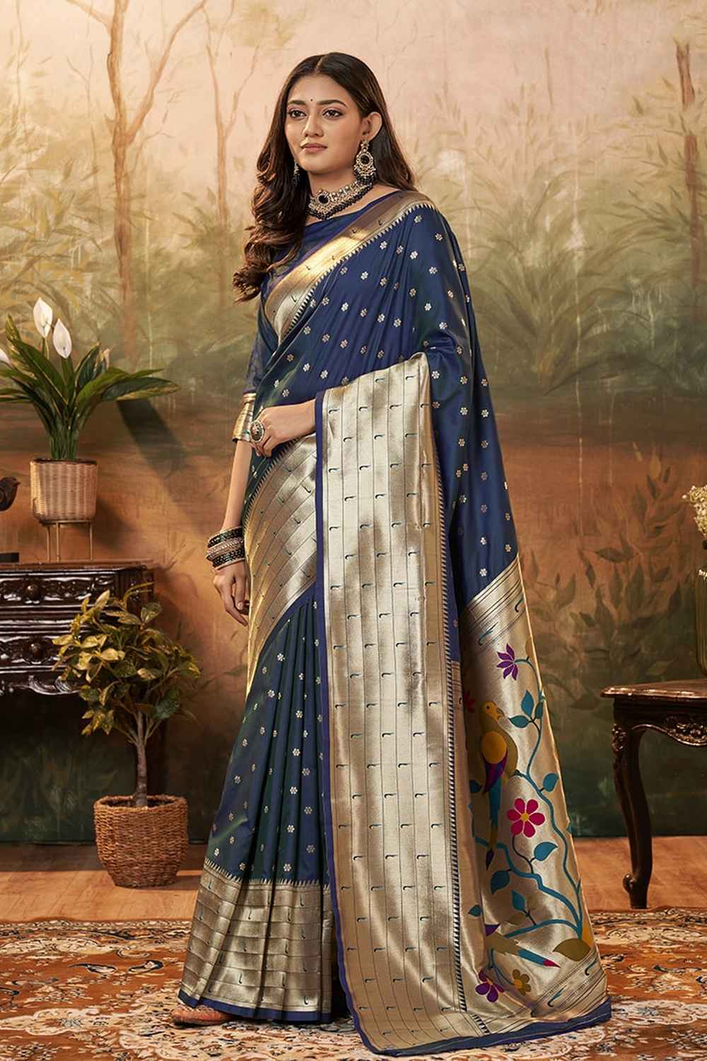 Blue Paithani Silk Woven Saree