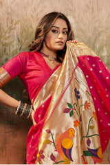 Red Paithani Silk Woven Saree