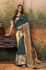 Green Paithani Silk Woven Saree