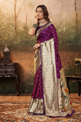 Brown Paithani Silk Woven Saree