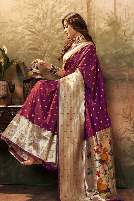 Brown Paithani Silk Woven Saree