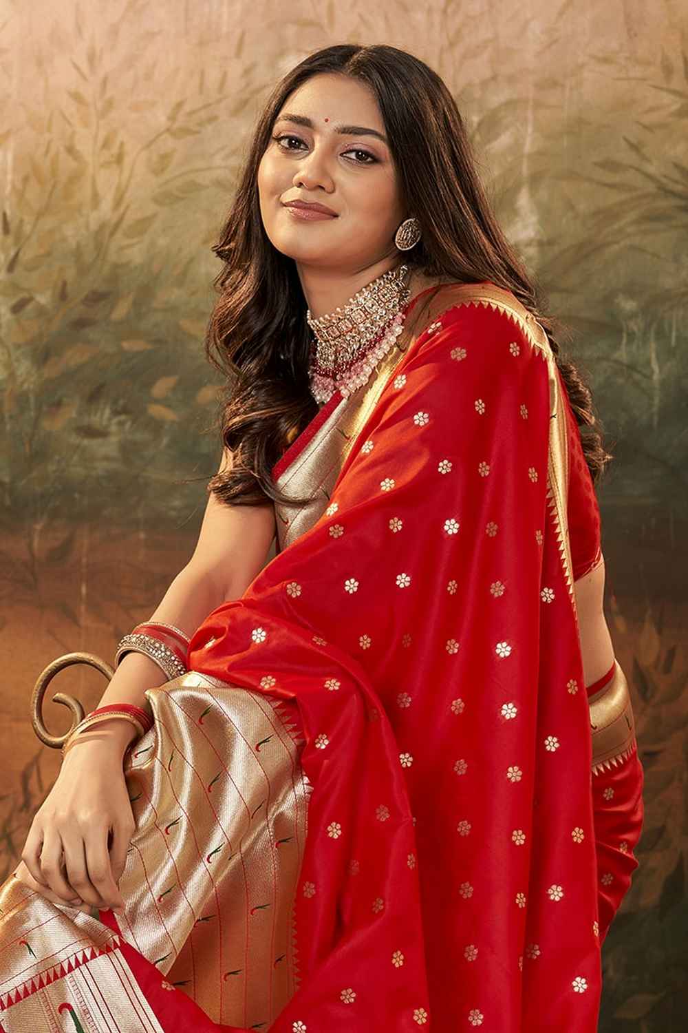 Red Paithani Silk Woven Saree