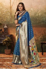 Blue Paithani Silk Woven Saree