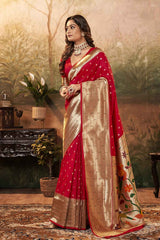 Red Paithani Silk Woven Saree