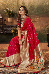 Red Paithani Silk Woven Saree