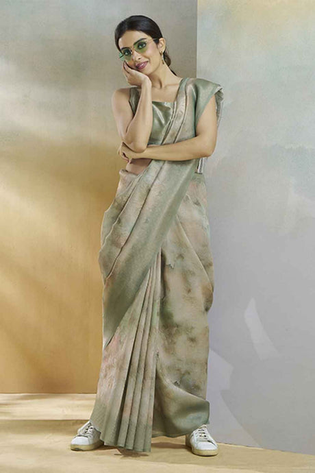 Green Silk Printed Saree