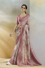 Pink Silk Printed Saree