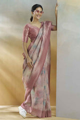 Pink Silk Printed Saree