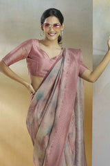 Pink Silk Printed Saree