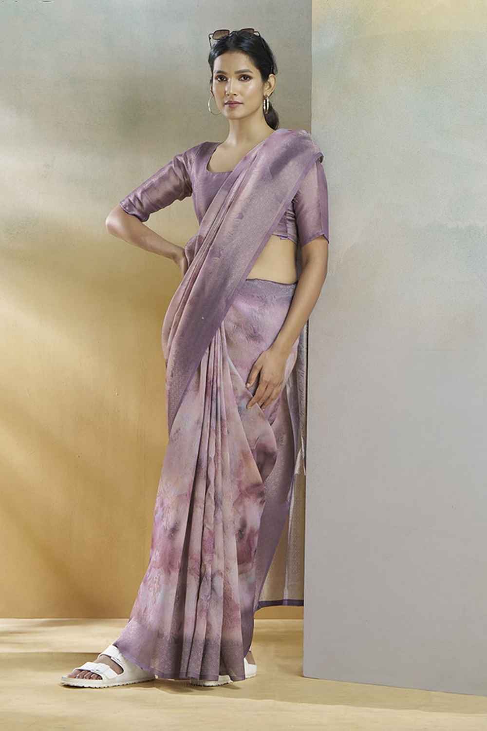 Pink Silk Printed Saree