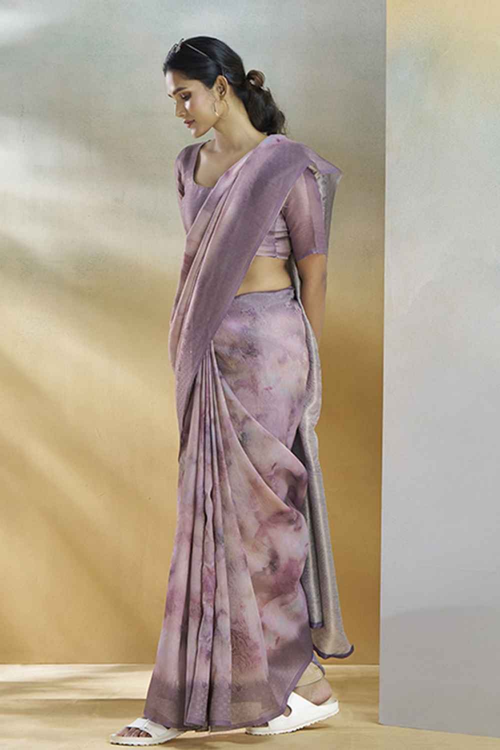 Pink Silk Printed Saree