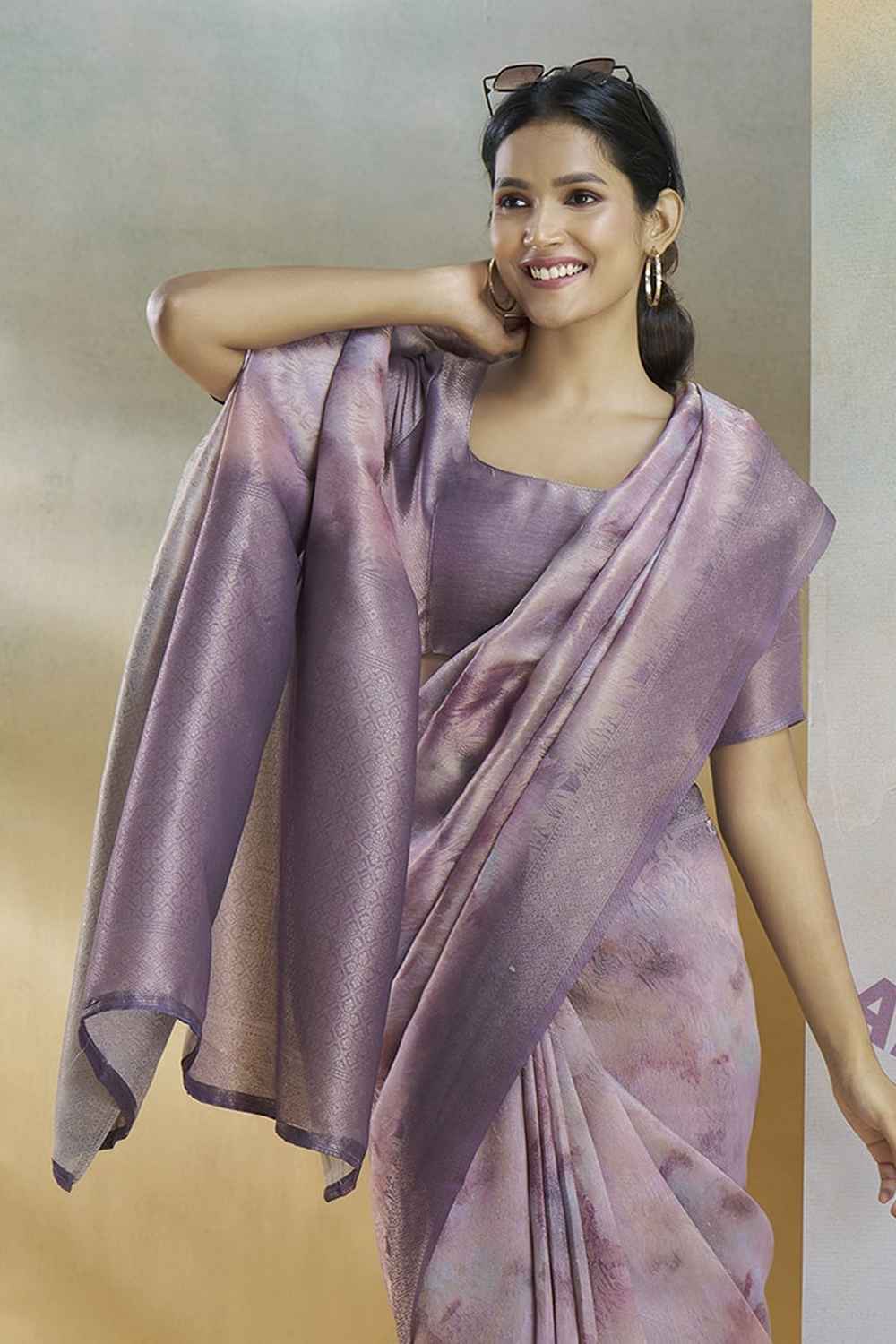 Pink Silk Printed Saree