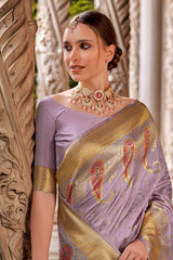 Violet Silk Woven Saree