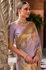 Violet Silk Woven Saree