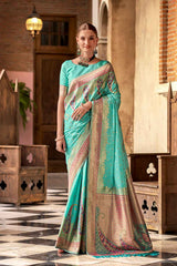 Blue Silk Woven Saree