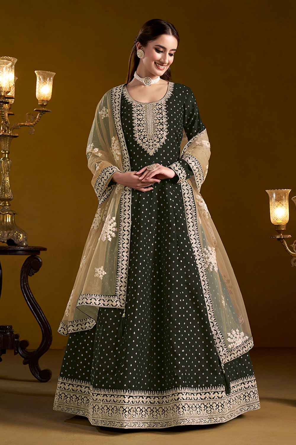 Black Embroidered Chanderi Salwar Suit