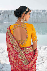 Red Georgette Embroidered Saree