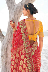 Red Georgette Embroidered Saree