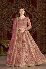 Pink Embroidered Net Salwar Kameez