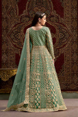 Green Embroidered Net Salwar Kameez