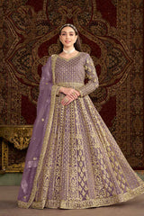 Violet Embroidered Net Salwar Kameez