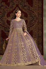 Violet Embroidered Net Salwar Kameez