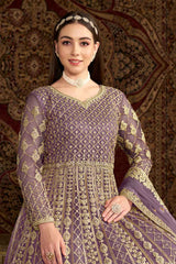 Violet Embroidered Net Salwar Kameez