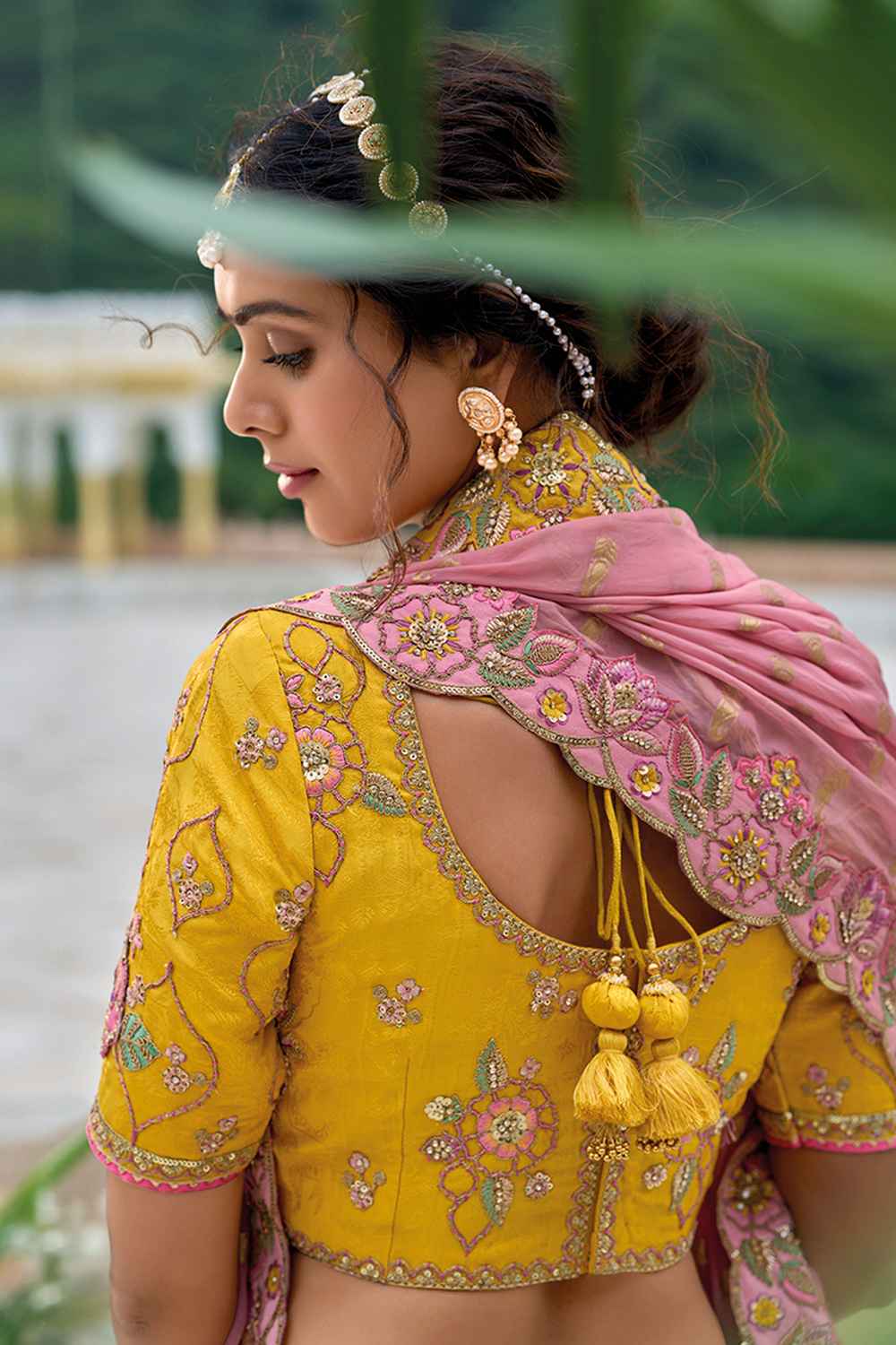 Yellow Embroidered Silk Lehenga Set