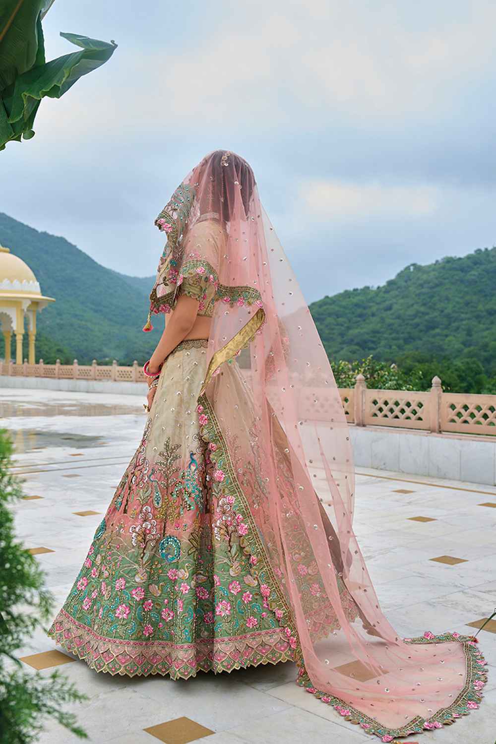 Multi-Color Embroidered Silk Lehenga Set