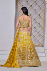 Yellow Embroidered Chiffon Lehenga Set