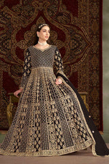 Black Embroidered Net Salwar Kameez