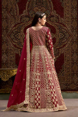 Red Embroidered Net Salwar Kameez