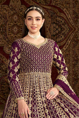 Violet Embroidered Net Salwar Kameez