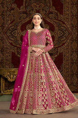 Pink Embroidered Net Salwar Kameez