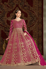 Pink Embroidered Net Salwar Kameez