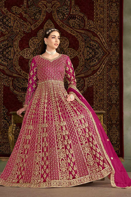 Pink Embroidered Net Salwar Kameez