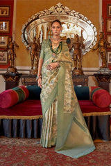 Green Silk Printed Saree