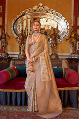 Brown Silk Printed Saree