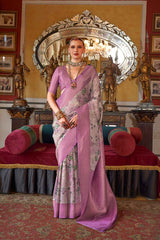 Violet Silk Printed Saree