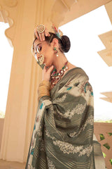 Green Silk Printed Saree