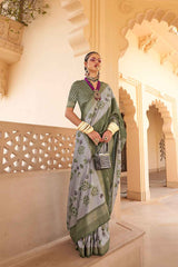 Green Silk Printed Saree