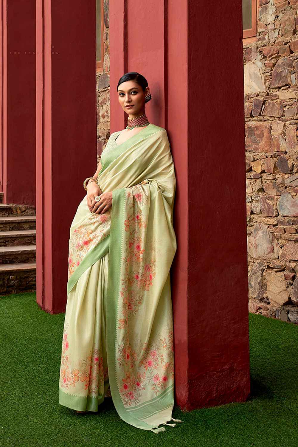 Green Art Silk Printed Saree