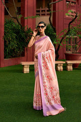 Pink Art Silk Printed Saree